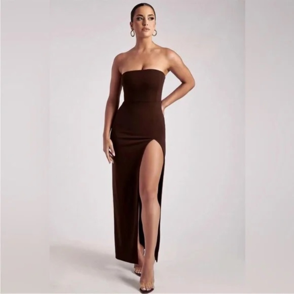 NWT Meshki Rachel Maxi Dress Brown Chocolate